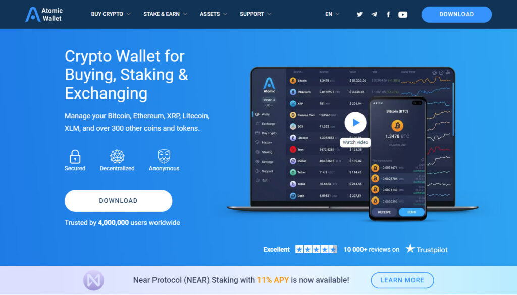 Atomic Wallet for Mobile, Desktop: Bitcoin and Altcoins